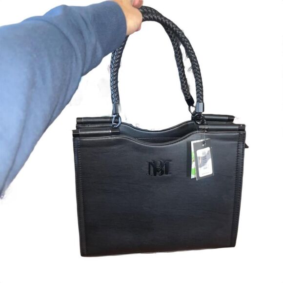 Badgley Mischka Black Faux Leather Handbag NWT - Picture 3 of 4